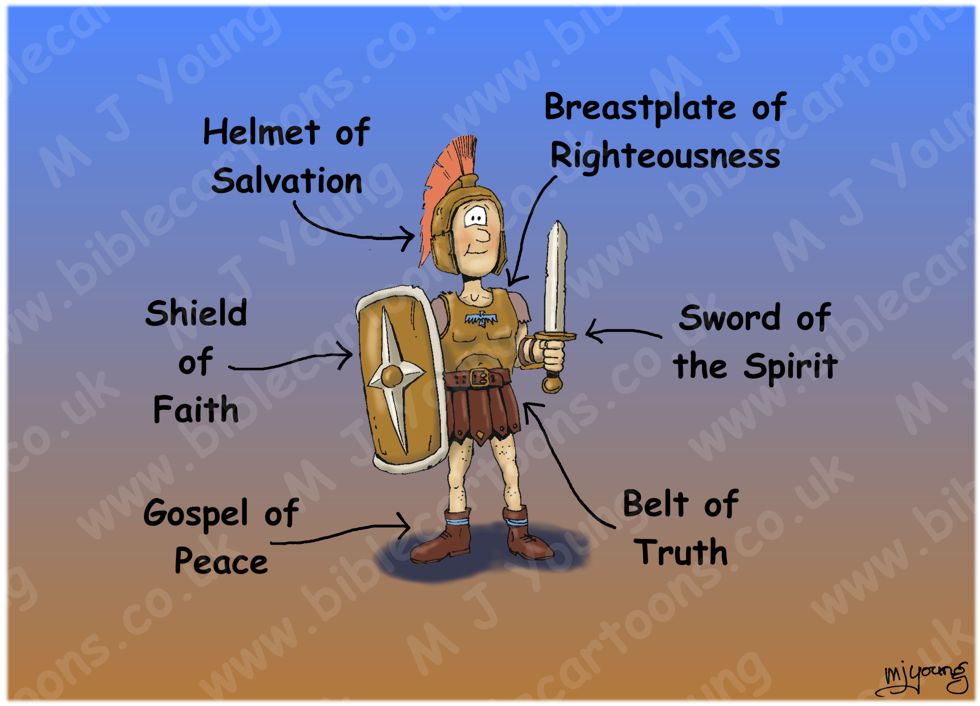 Bible Cartoons: Ephesians 06 - Armour of God (Roman soldier)