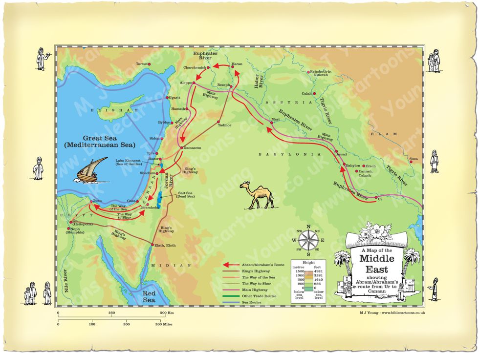 printable map of abraham's journey from ur to canaan