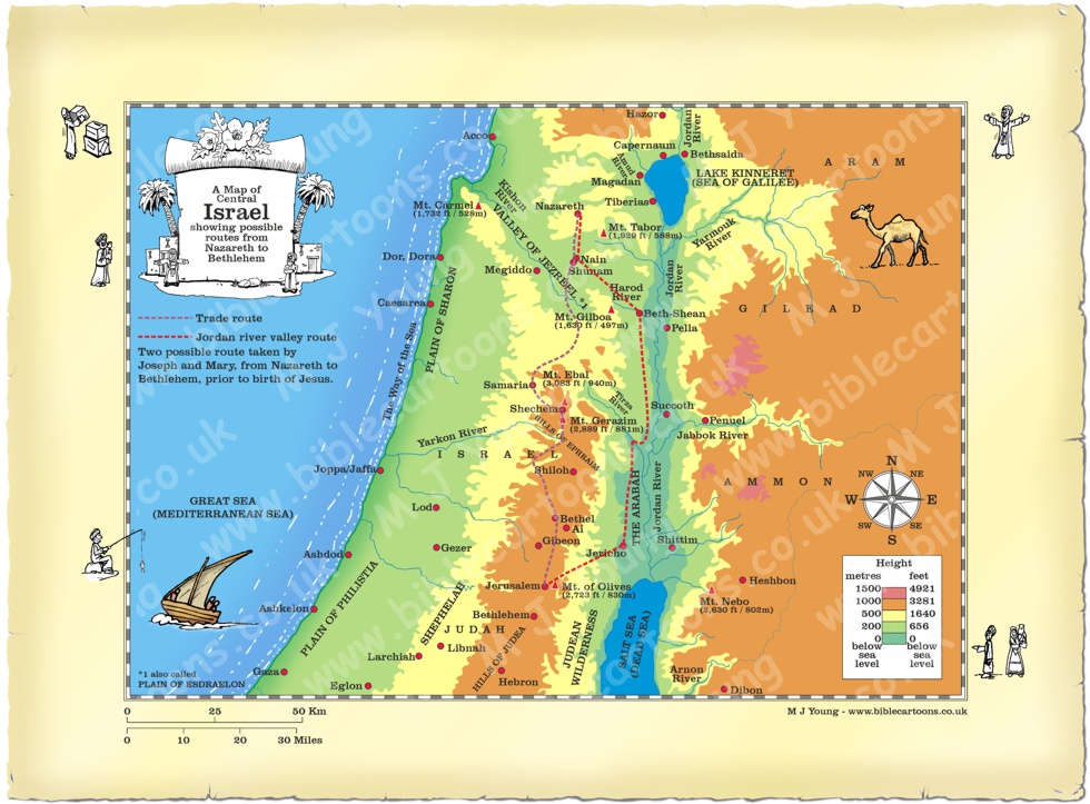 Map Central Israel Nativity routes