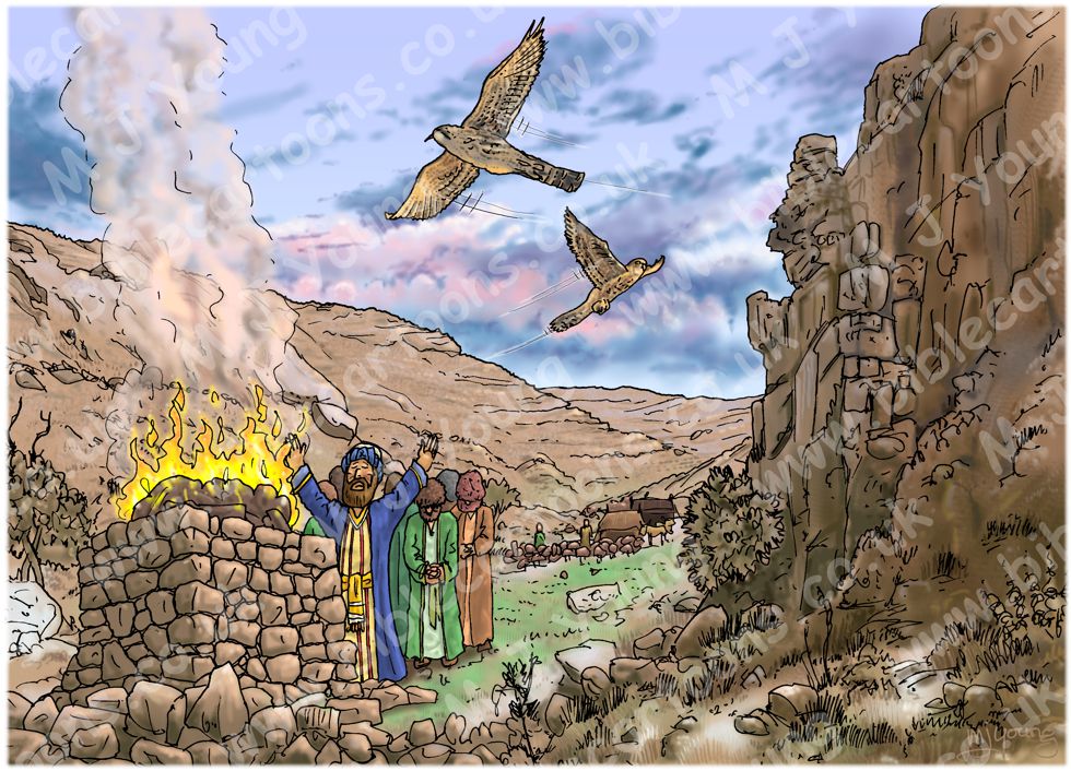 Genesis 12 - Call of Abram - Scene 05 - Bethel and Ai camp altar 980x706px col.jpg