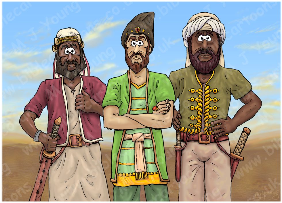 Nehemiah 02 - Nehemiah goes to Jerusalem - Scene 02 - Nehemiah's opponents 980x706px col.jpg