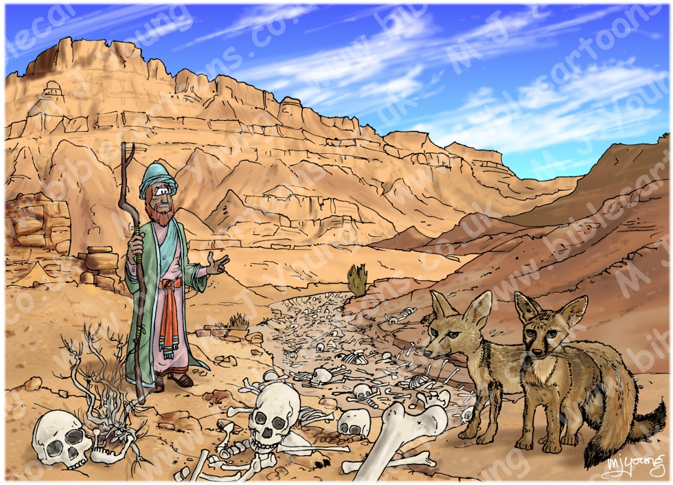 Ezekiel 37 Valley Of Bones Scene 01 Dry Bones Bible Cartoons