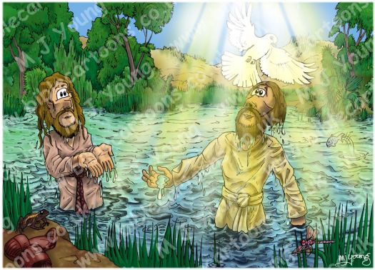 Bible Cartoons: Matthew 03 - Jesus’ Baptism - Scene 07 - Dove