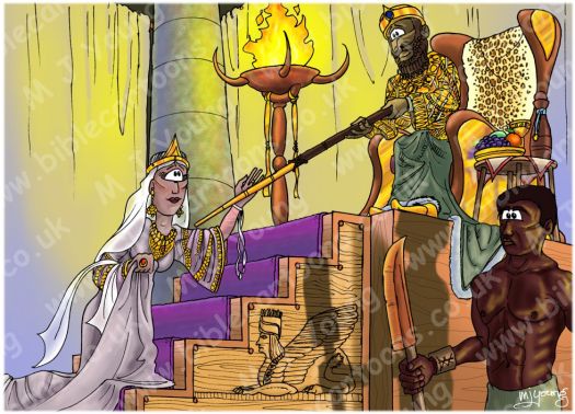 Bible Cartoons: Esther 05 - Esther’s banquet - Scene 01 - Xerxes ...