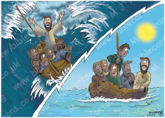 Bible Cartoons: Matthew 08 - Jesus calms a storm